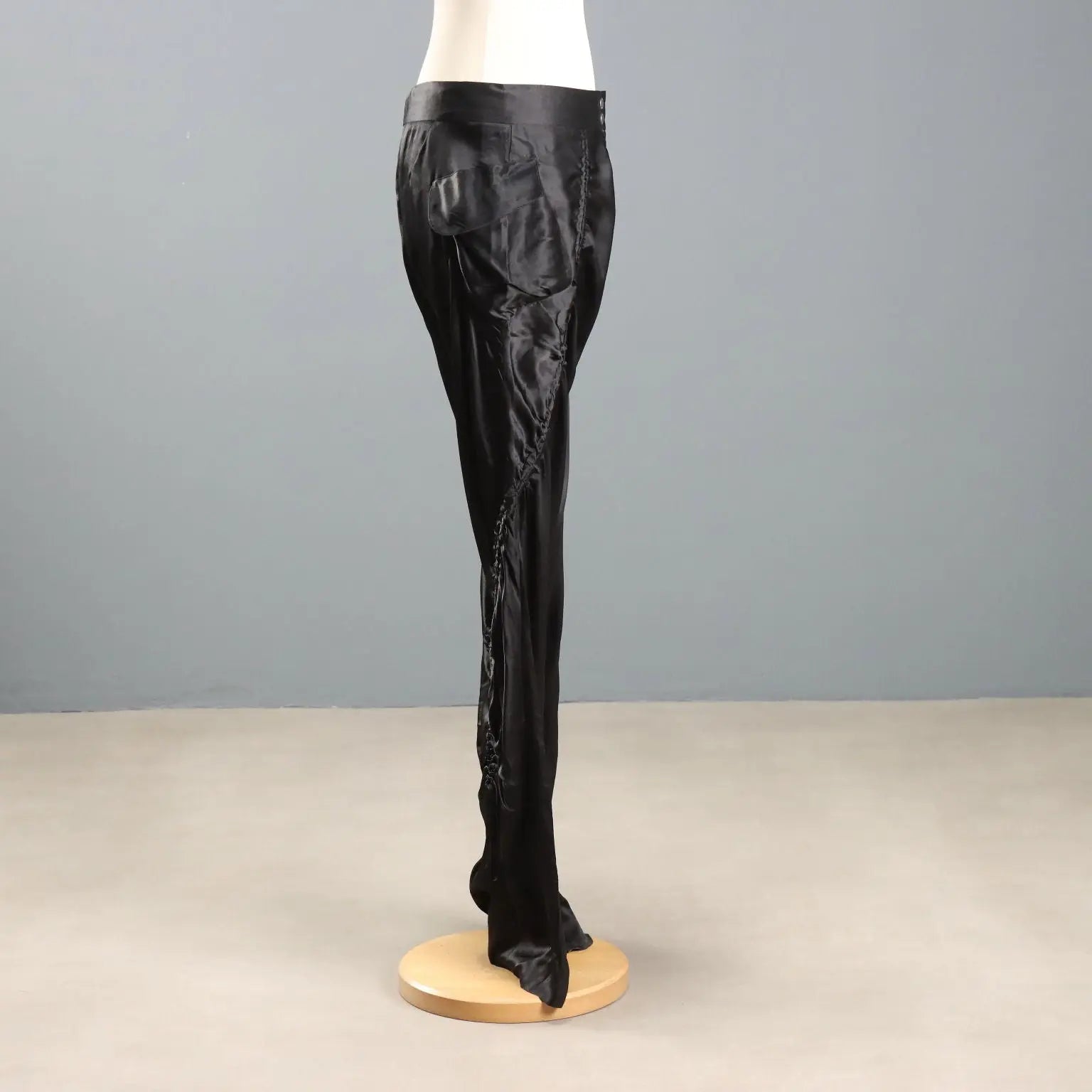 Y2K Black Silk Satin Pants Alberta Ferretti Black Satin UK Size 12