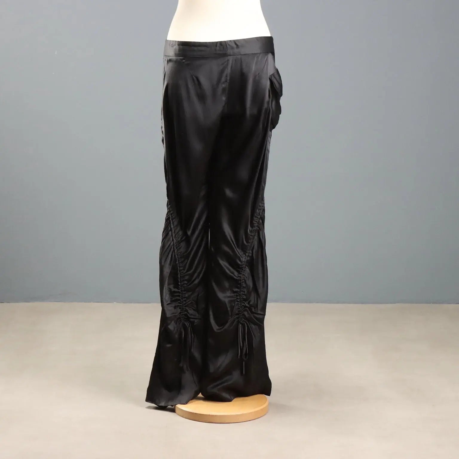 Y2K Black Silk Satin Pants Alberta Ferretti Black Satin UK Size 12