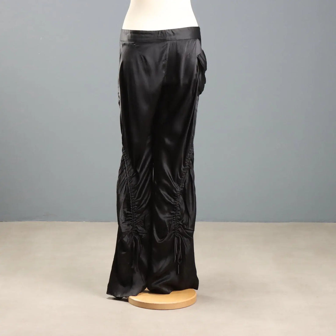 Y2K Black Silk Satin Pants Alberta Ferretti Black Satin UK Size 12