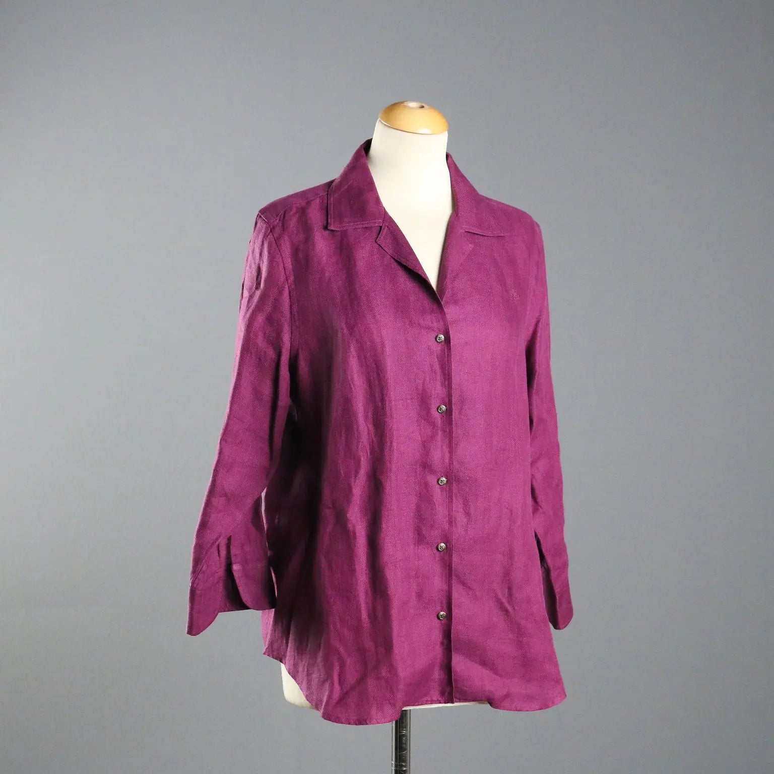 Ralph Lauren Herringbone Shirt Linen UK Size 14 Second Hand