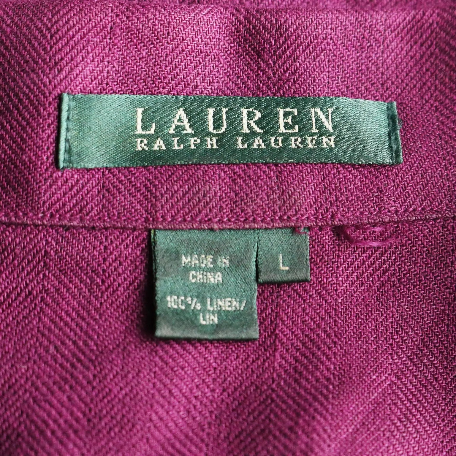 Ralph Lauren Herringbone Shirt Linen UK Size 14 Second Hand