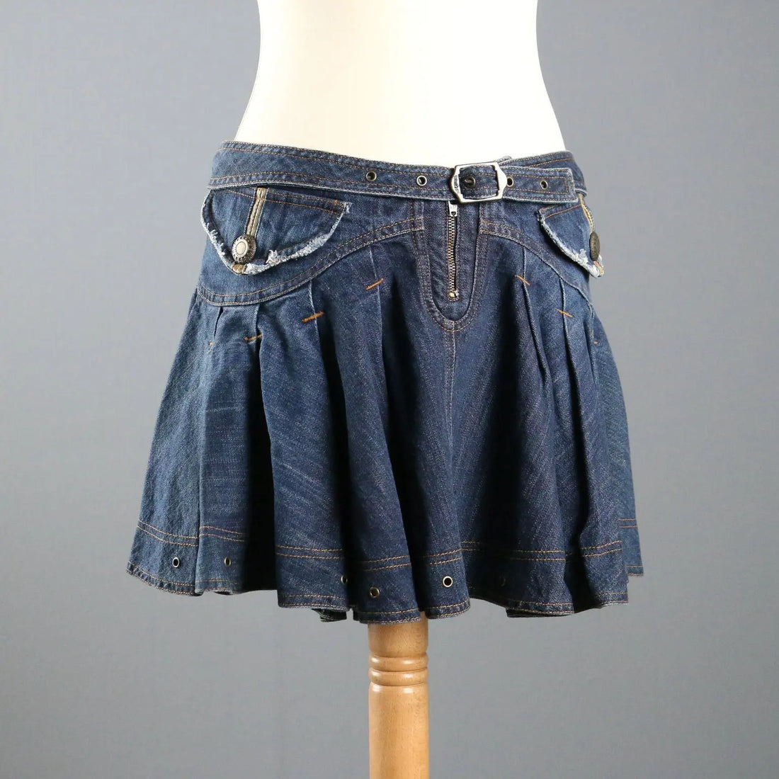 Just Cavalli Y2K Denim Skirt with Belt UK Size 10 Second Hand