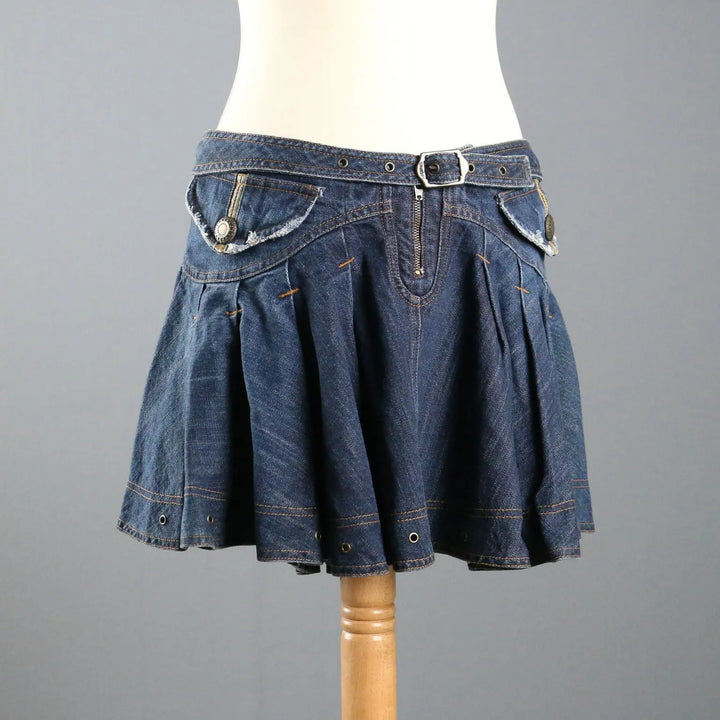 Just Cavalli Y2K Denim Skirt with Belt UK Size 10 Second Hand