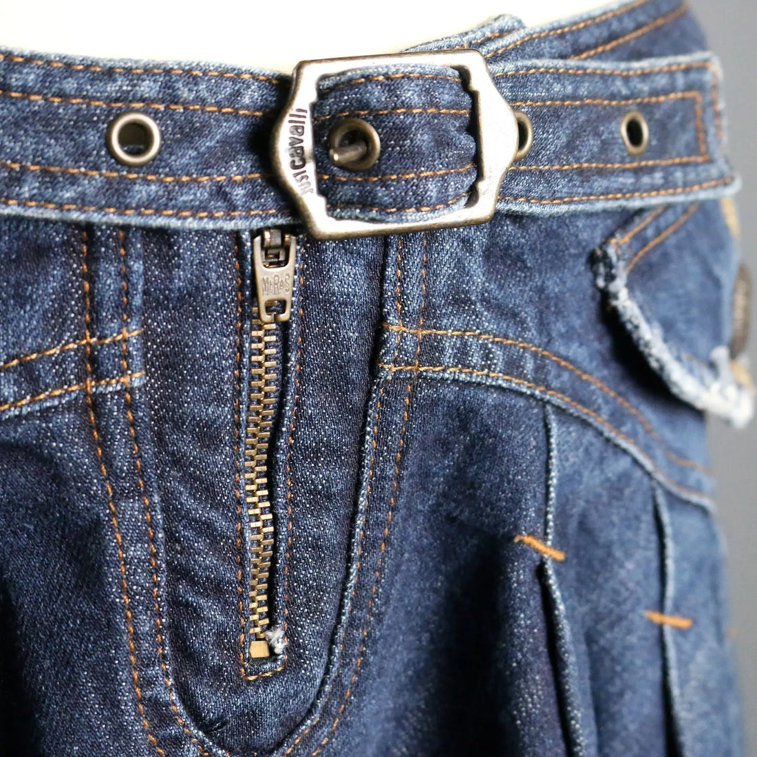 Just Cavalli Y2K Denim Skirt with Belt UK Size 10 Second Hand