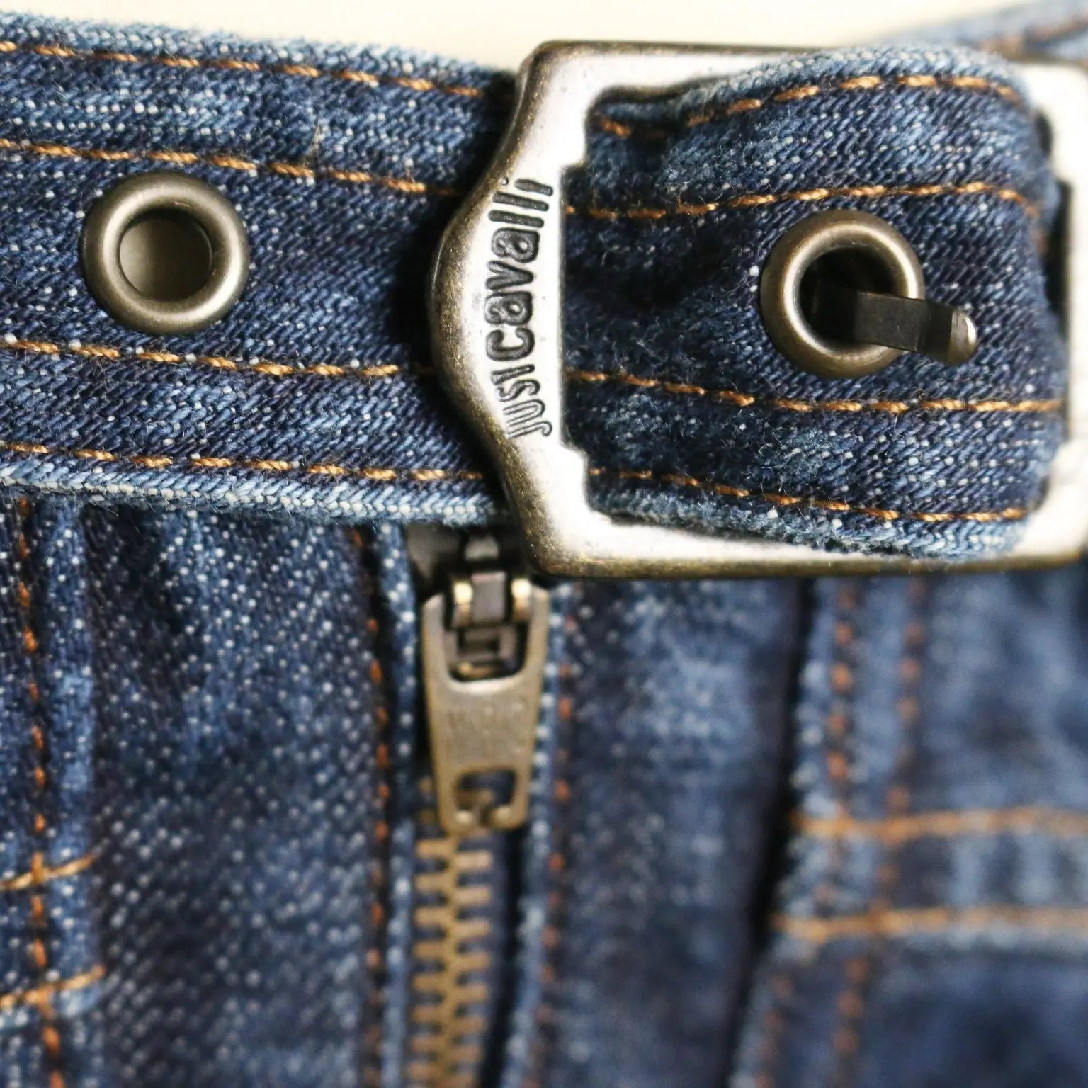 Just Cavalli Y2K Denim Skirt with Belt UK Size 10 Second Hand