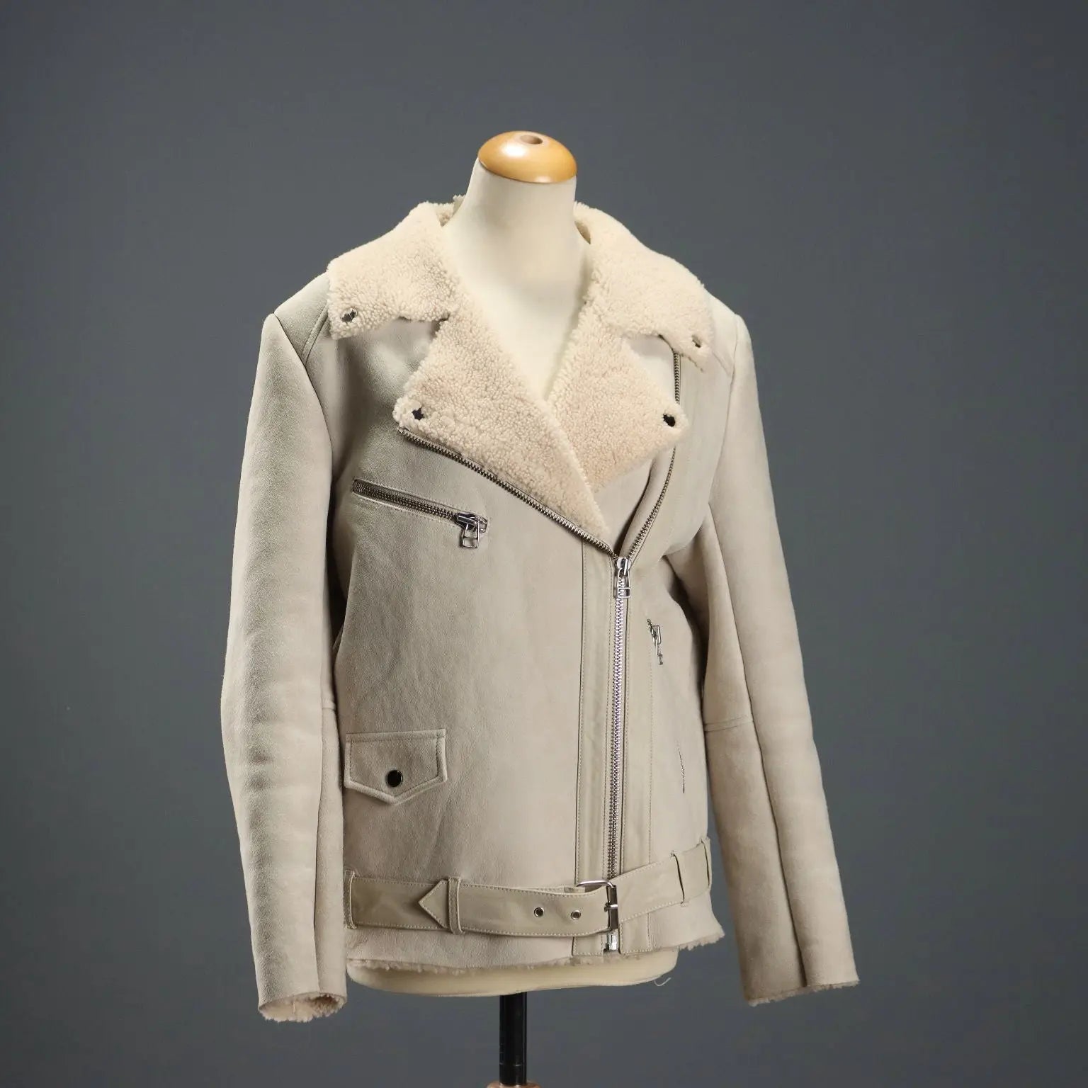 American Retrò Shearling Jacket Leather UK Size 10 Second Hand - UK Size 10 | Clothing & House Linens | Second hand