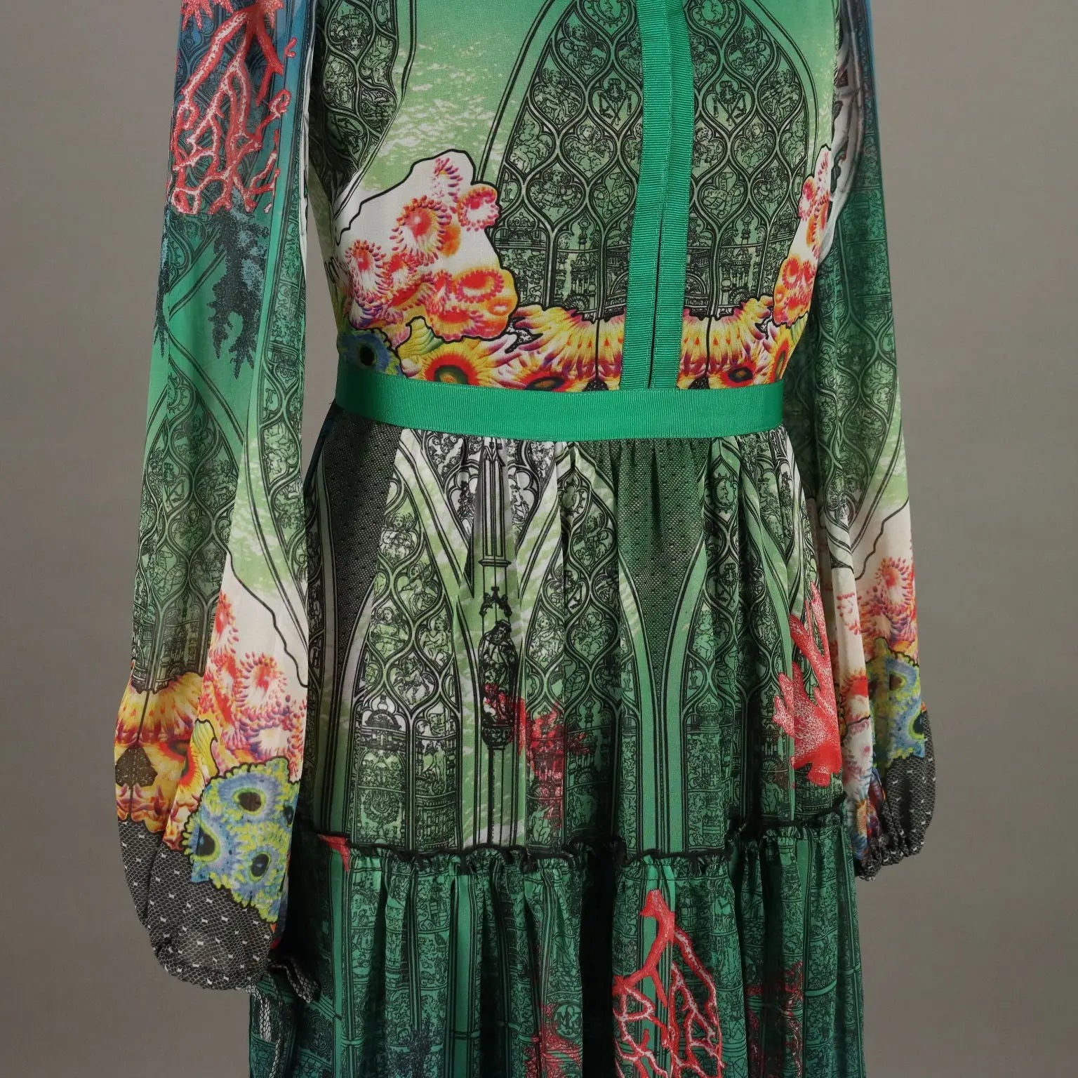 Piccione.Piccione Green Dress Fabric UK Size 12 Italy Second Hand - UK Size 12 | Clothing & House Linens | Second hand