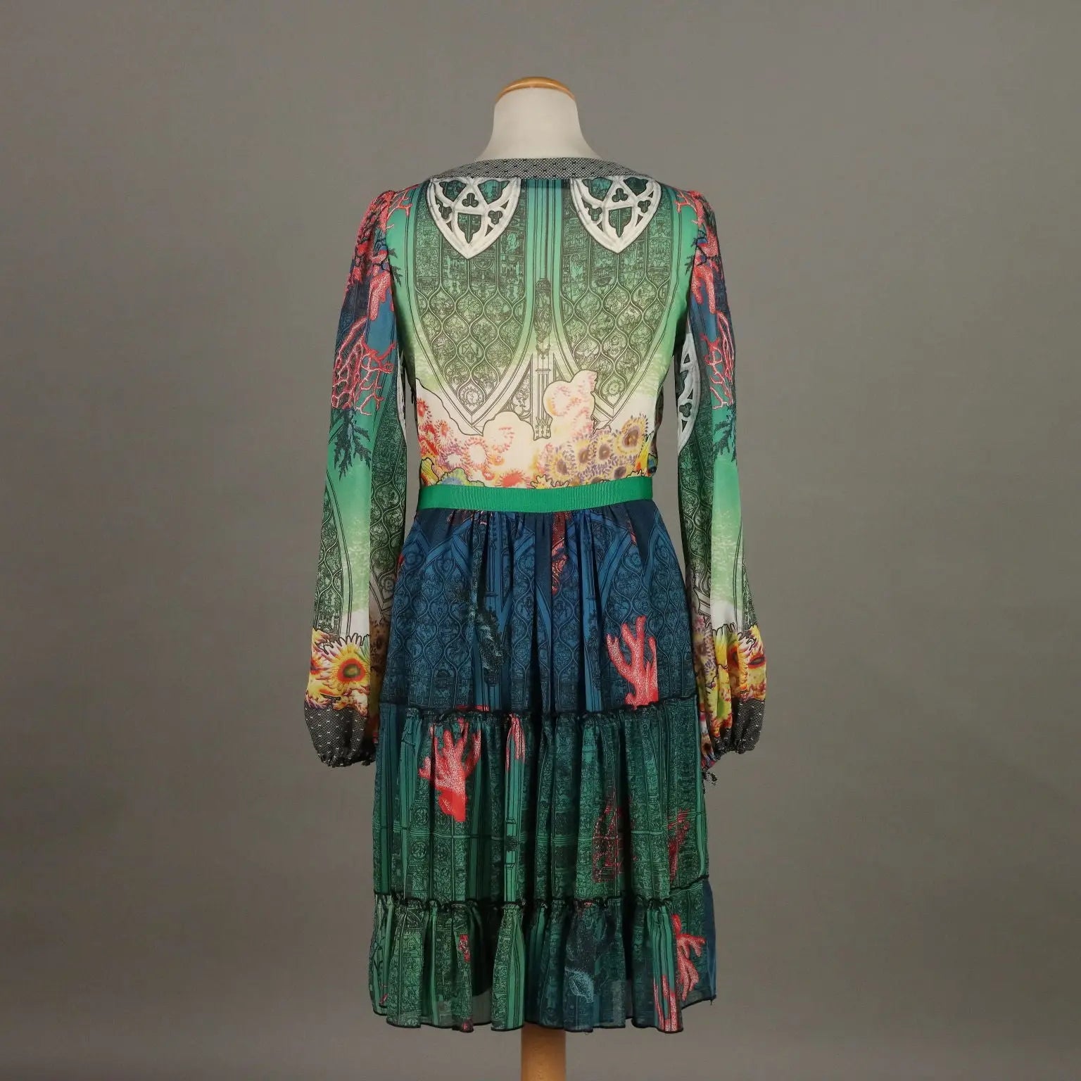 Piccione.Piccione Green Dress Fabric UK Size 12 Italy Second Hand - UK Size 12 | Clothing & House Linens | Second hand