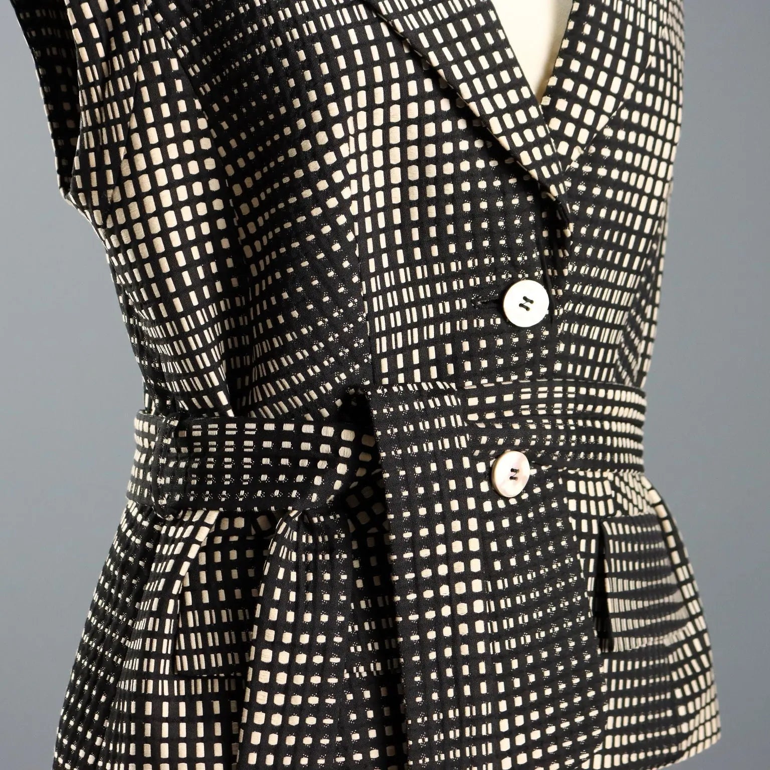 Escada Vest Geometric Print Cotton UK Size 12/14 Second Hand
