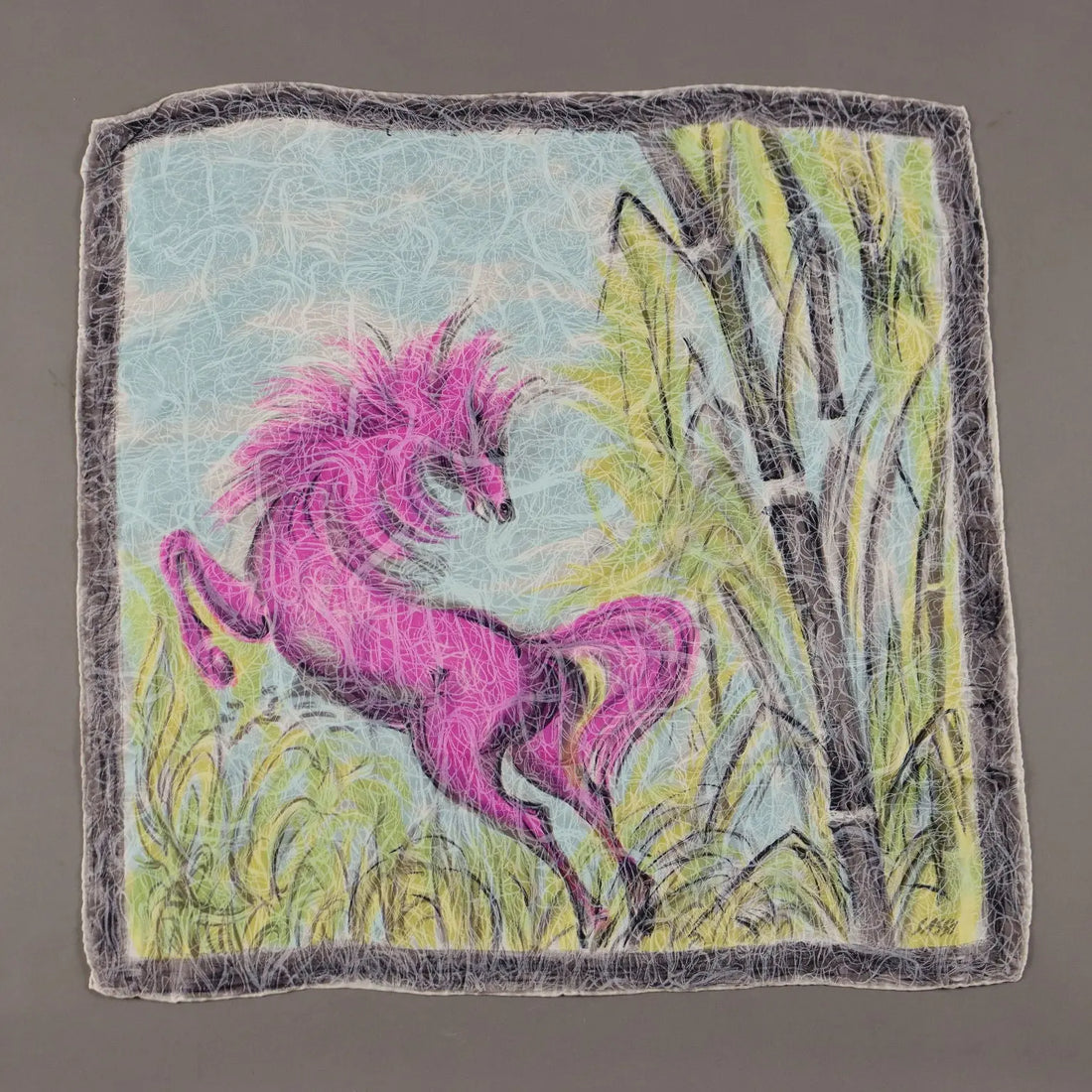 Vintage Scarf Aligo Sassu Coloured Silk Horses Italy | Clothing & House Linens | Vintage