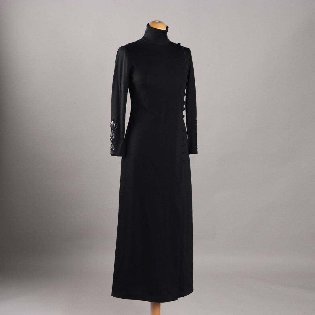 Vintage Long Black Dress Cloth UK Size 10 Italy 1970s - UK Size 10 | Clothing & House Linens  Vintage