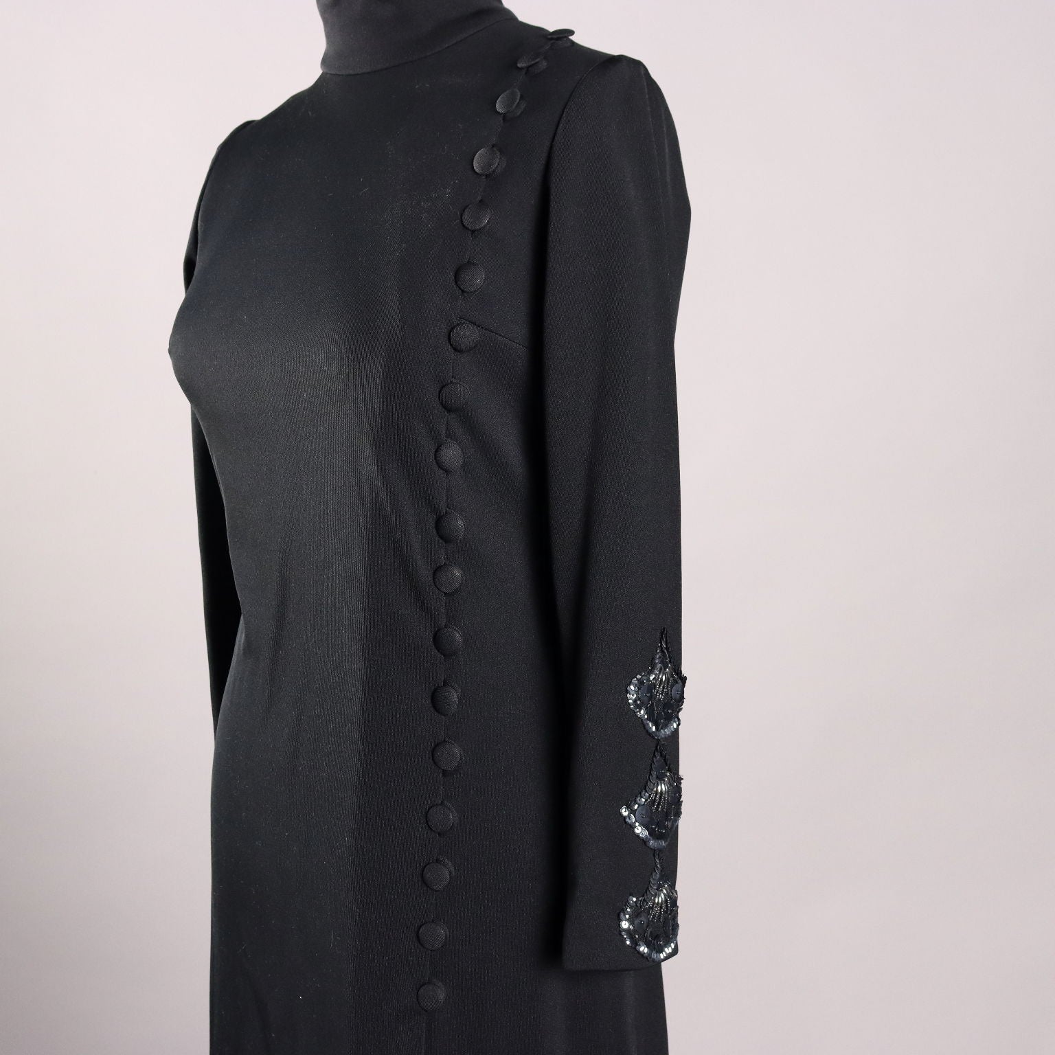 Vintage Long Black Dress Cloth UK Size 10 Italy 1970s - UK Size 10 | Clothing & House Linens  Vintage