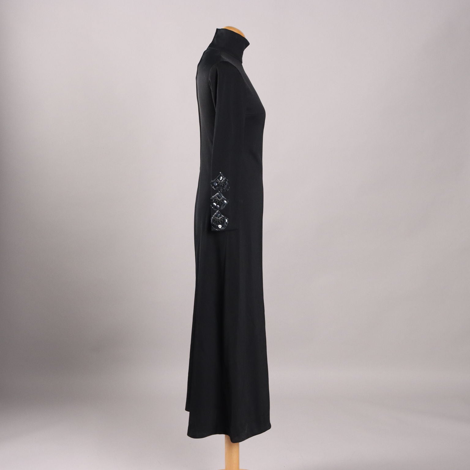 Vintage Long Black Dress Cloth UK Size 10 Italy 1970s - UK Size 10 | Clothing & House Linens  Vintage
