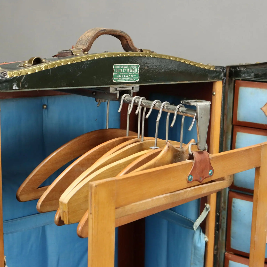 Vintage Travel Trunk Valigeria Inzaghi Leatherette Italy XX Century - Equipped Wardrobe | Clothing & House Linens | Vintage