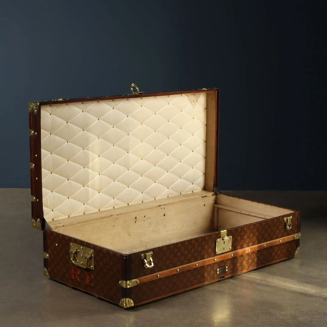 Antique Louis Vuitton Wardrobe Trunk Jacquard Canvas 1910
