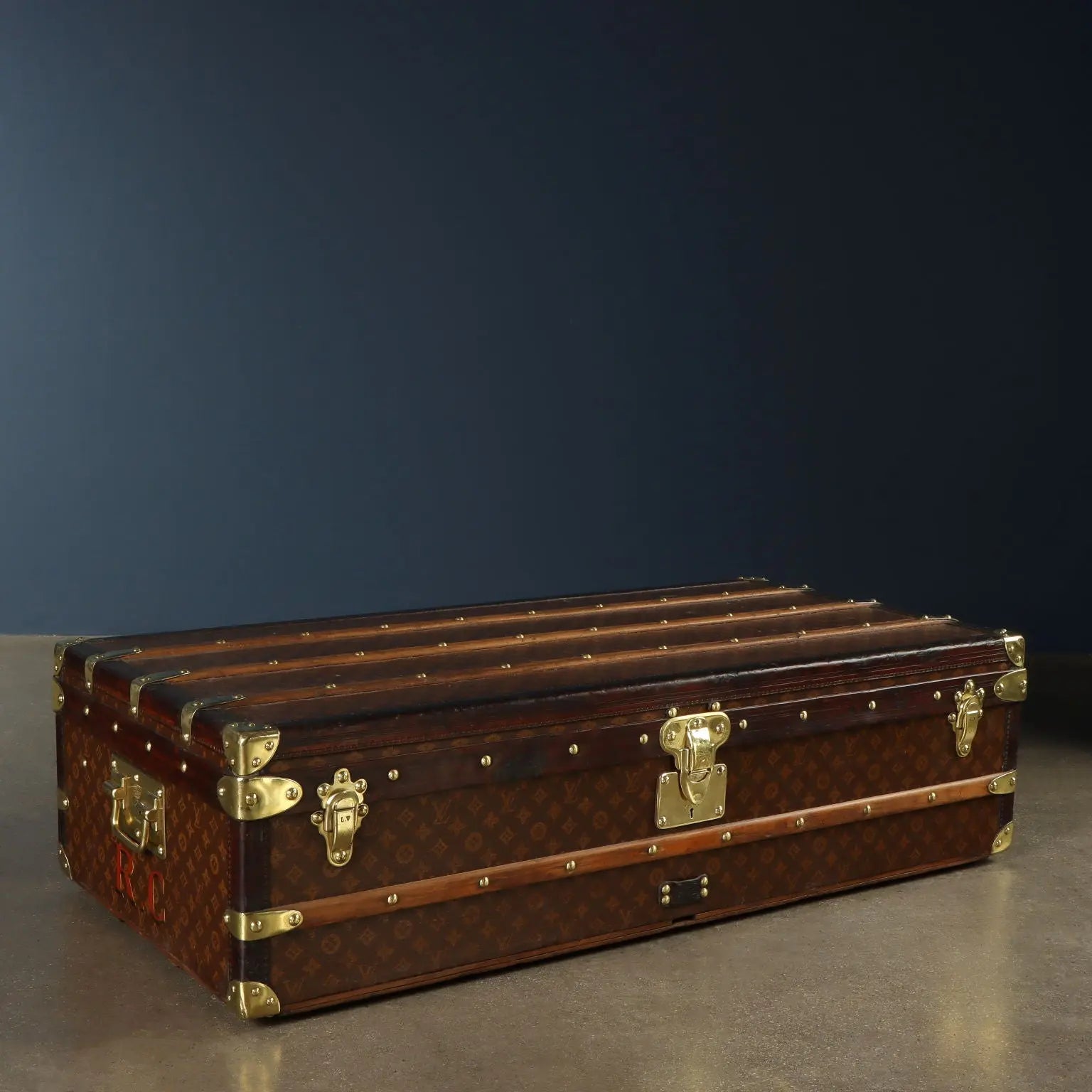 Antique Louis Vuitton Wardrobe Trunk Jacquard Canvas 1910