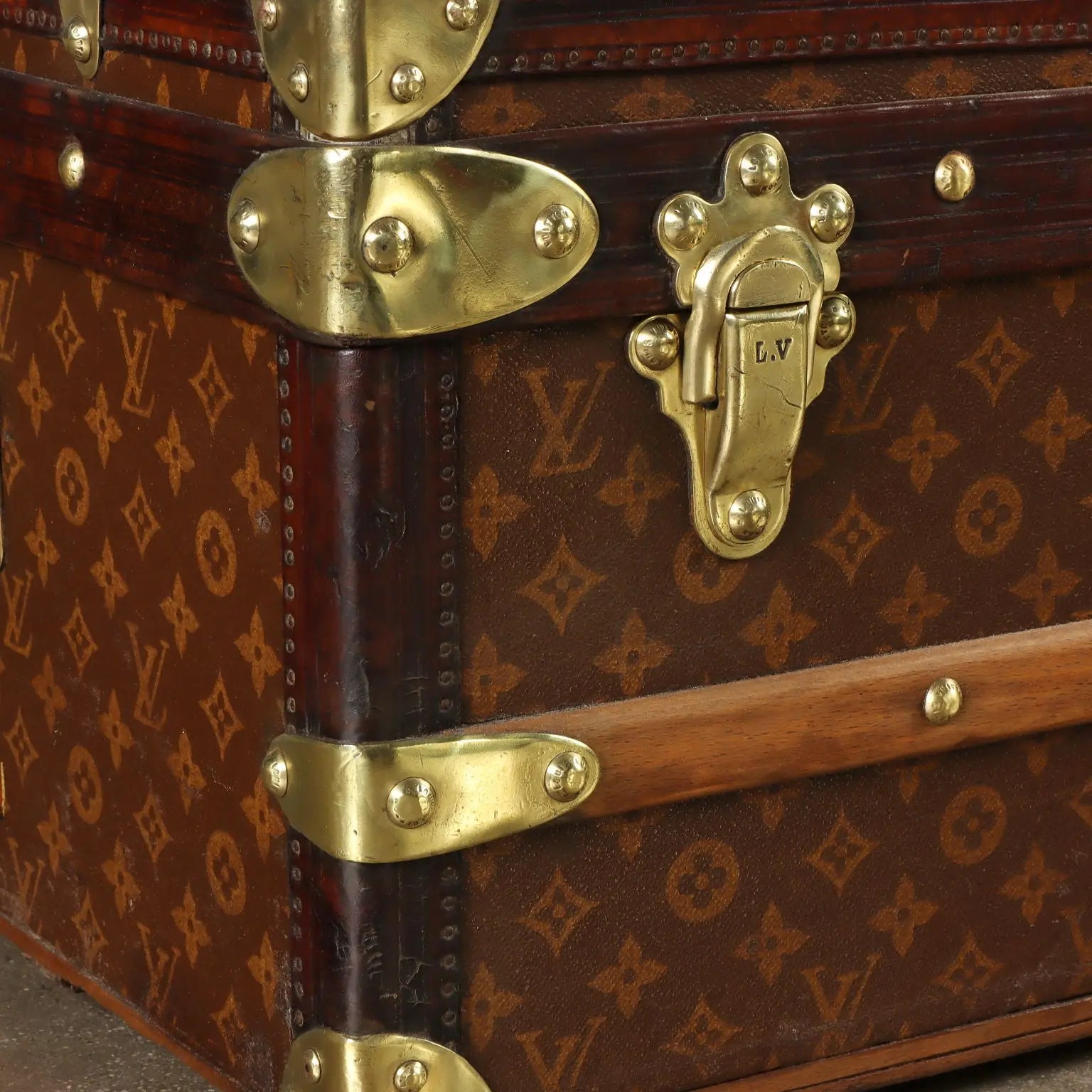 Antique Louis Vuitton Wardrobe Trunk Jacquard Canvas 1910