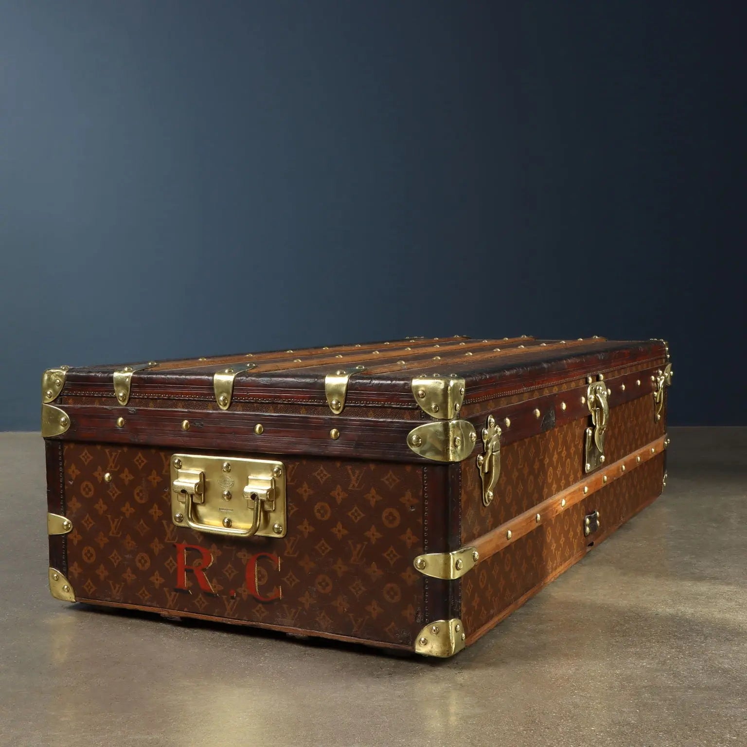 Antique Louis Vuitton Wardrobe Trunk Jacquard Canvas 1910