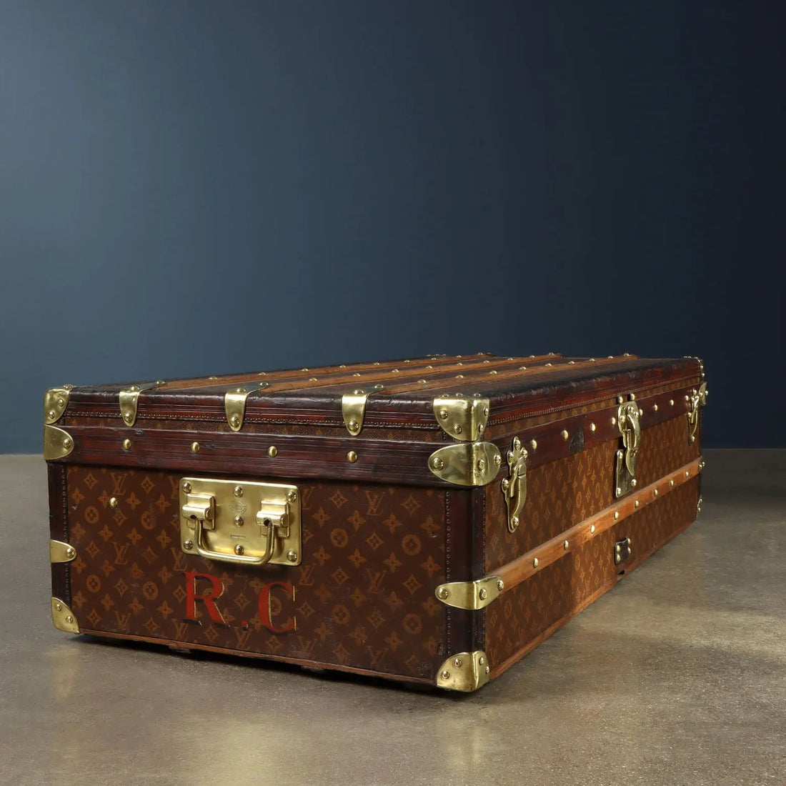 Antique Louis Vuitton Wardrobe Trunk Jacquard Canvas 1910