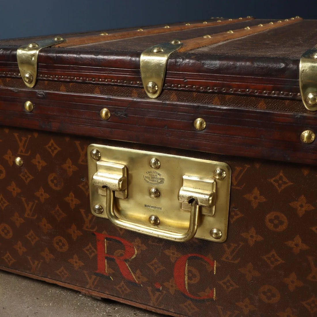 Antique Louis Vuitton Wardrobe Trunk Jacquard Canvas 1910