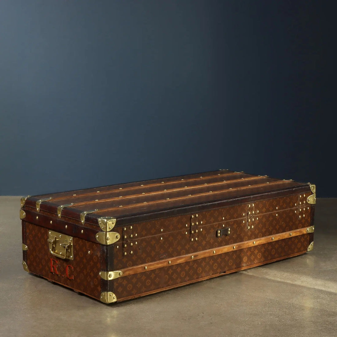 Antique Louis Vuitton Wardrobe Trunk Jacquard Canvas 1910