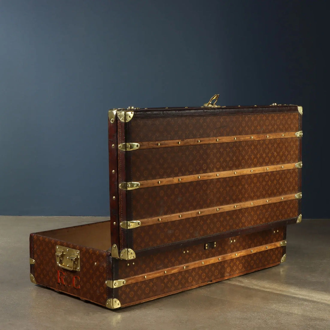 Antique Louis Vuitton Wardrobe Trunk Jacquard Canvas 1910