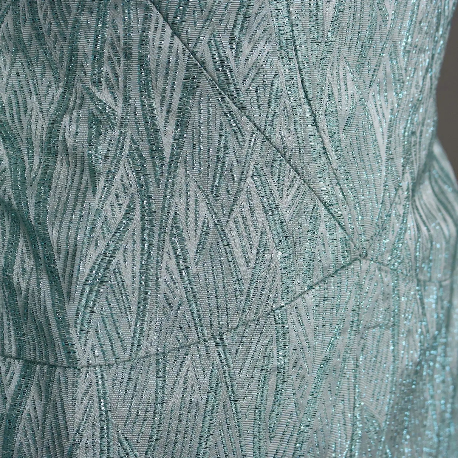 Vintage Dress Green Lamé Fabric UK Size 10 Italy 1960s-1970s - UK Size 10 | Clothing & House Linens | Vintage