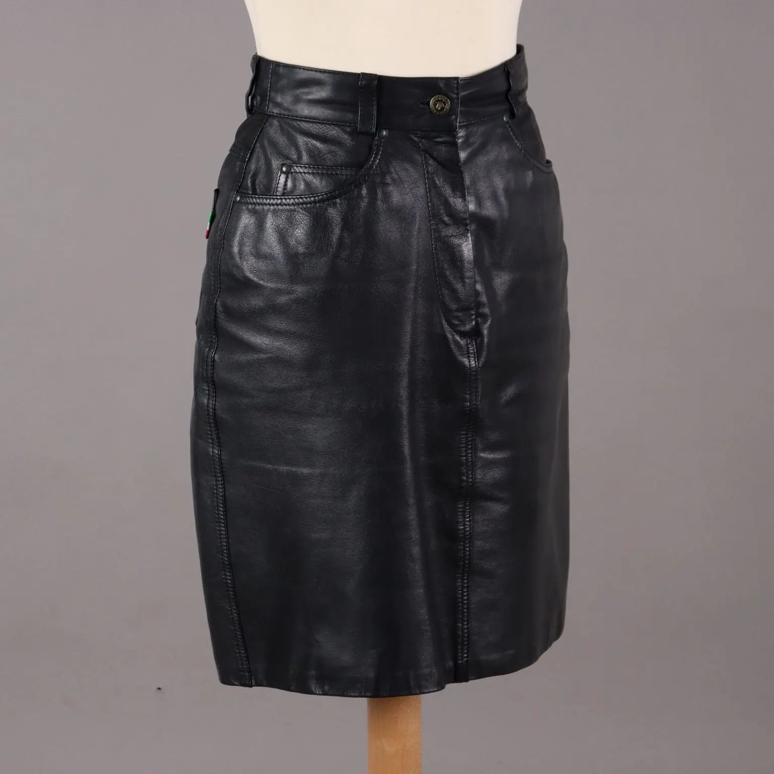 Moschino Vintage Skirt Leather UK Size 10 Italy 1980s-1990s - UK Size 10 | Clothing & House Linens | Vintage