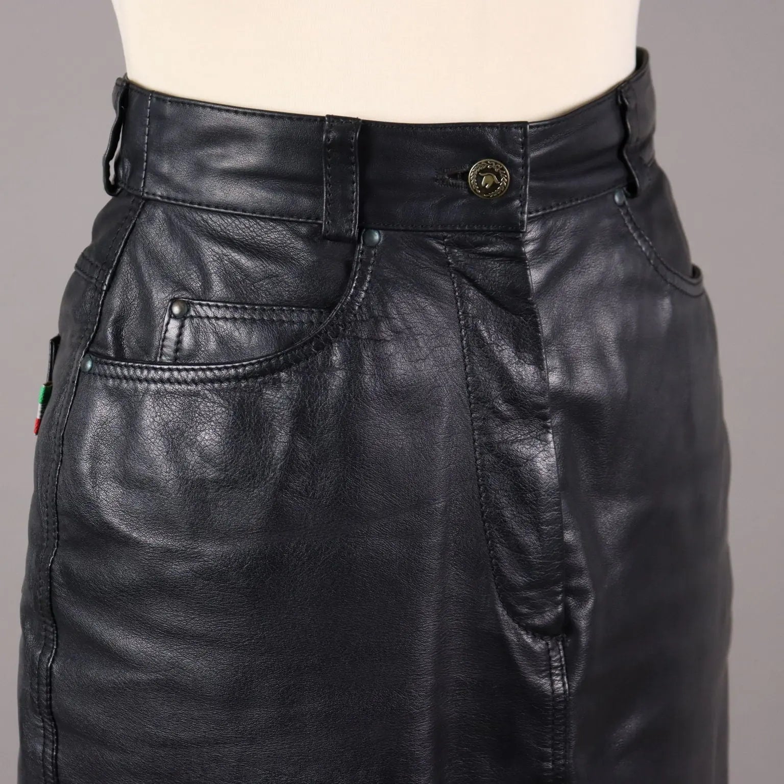 Moschino Vintage Skirt Leather UK Size 10 Italy 1980s-1990s - UK Size 10 | Clothing & House Linens | Vintage