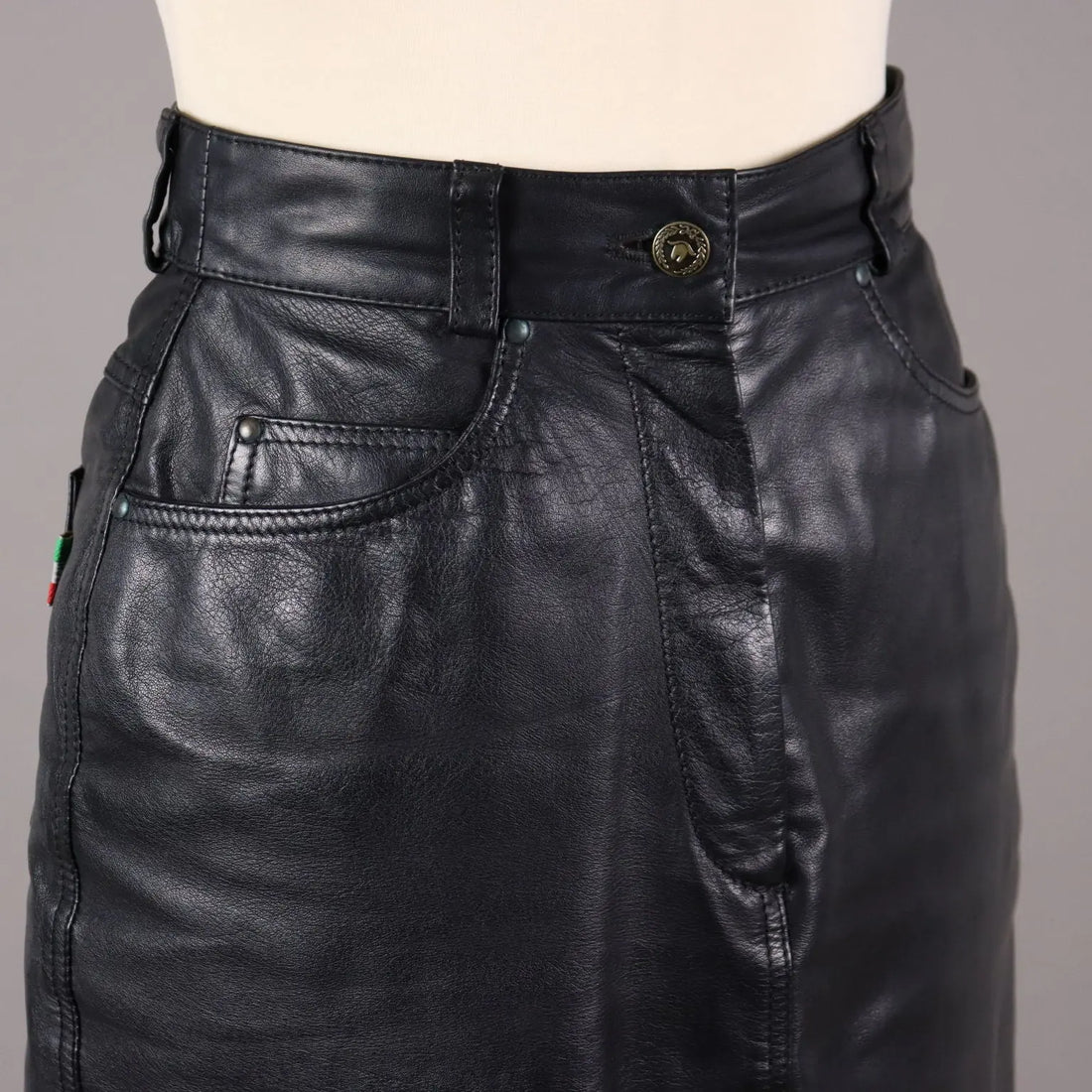 Moschino Vintage Skirt Leather UK Size 10 Italy 1980s-1990s - UK Size 10 | Clothing & House Linens | Vintage