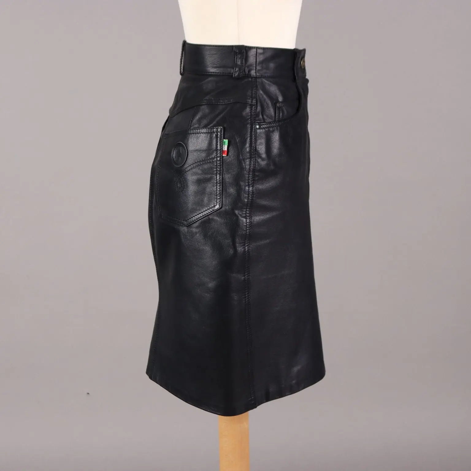 Moschino Vintage Skirt Leather UK Size 10 Italy 1980s-1990s - UK Size 10 | Clothing & House Linens | Vintage