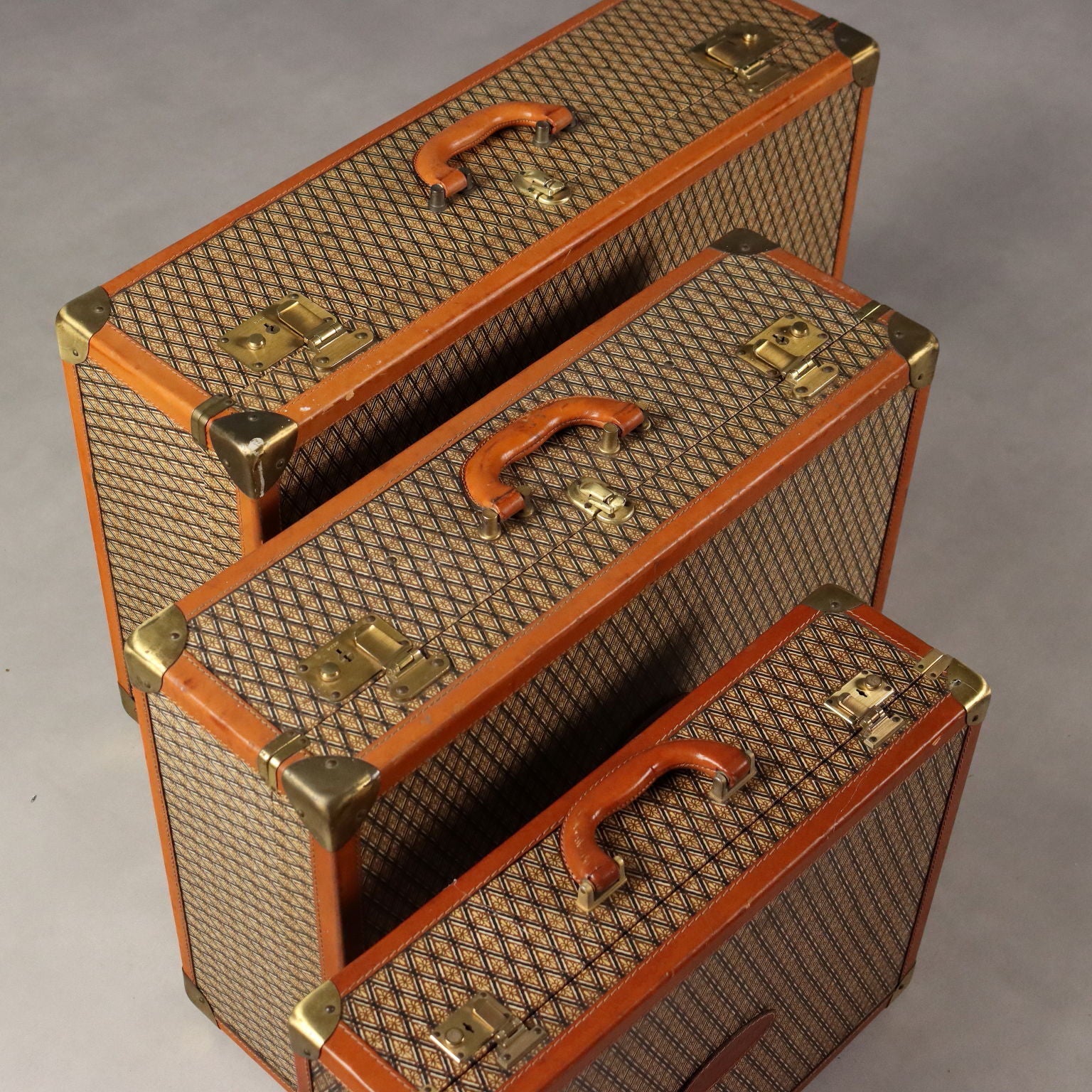 T&J Vestor Set Suitcases Vintage Leather Canvas Various Dimensions