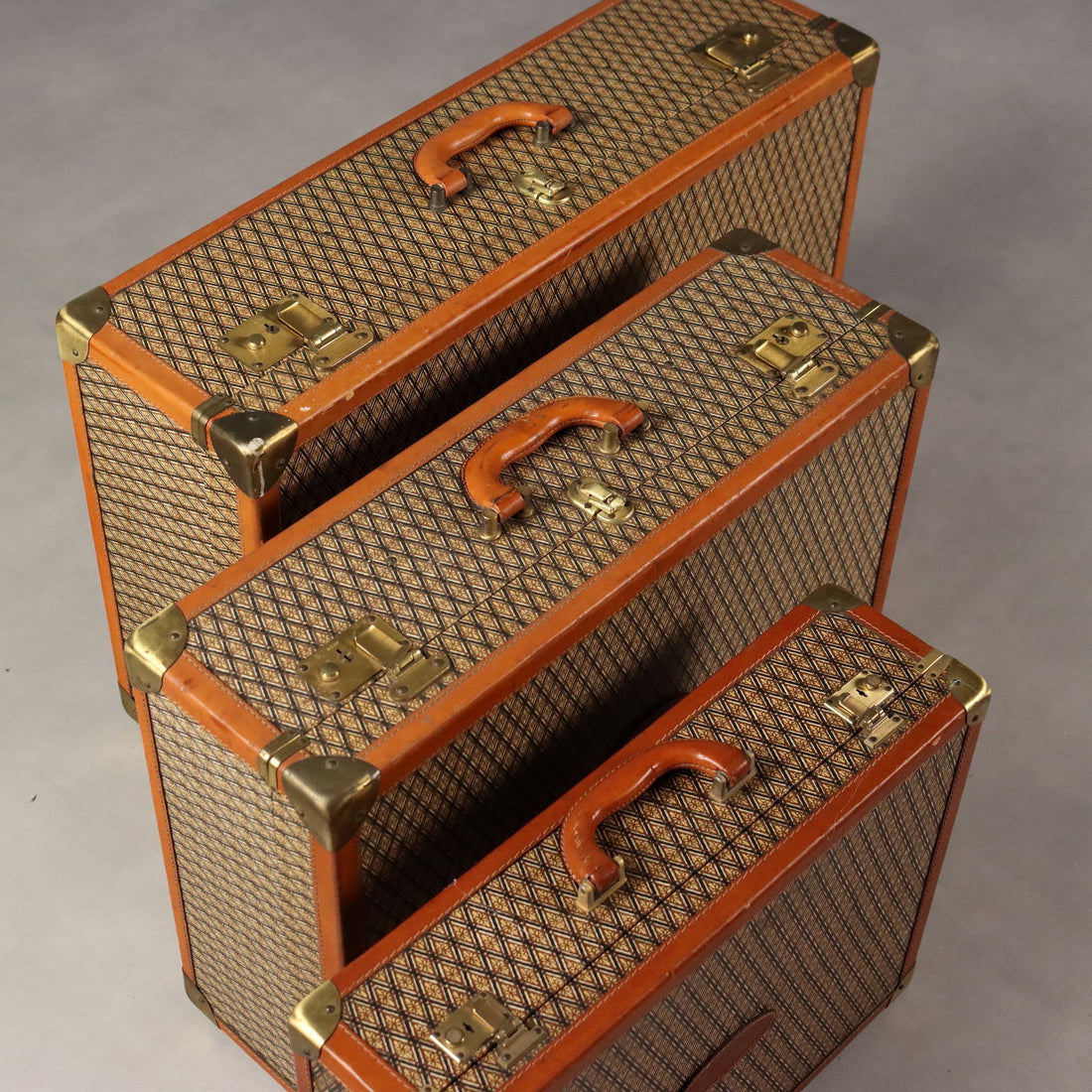 T&J Vestor Set Suitcases Vintage Leather Canvas Various Dimensions