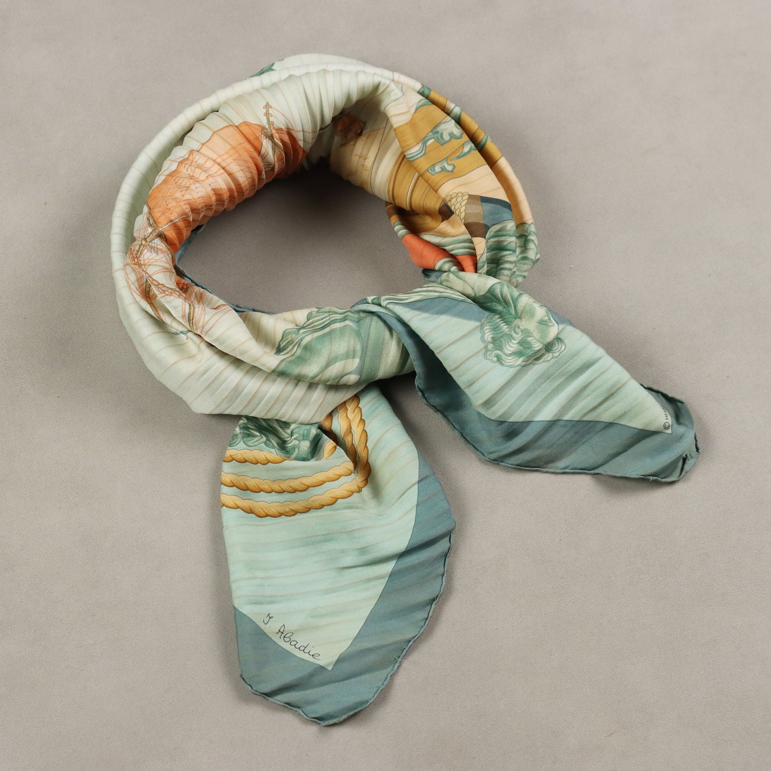 Hermès Nautical Scarf Vintage Coloured Silk by Julie Abadie