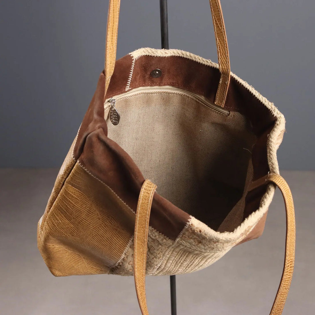 Maliparmi Vintage Bag Patchwork Canvas Leather Italy 1990s | Clothing & House Linens | Vintage
