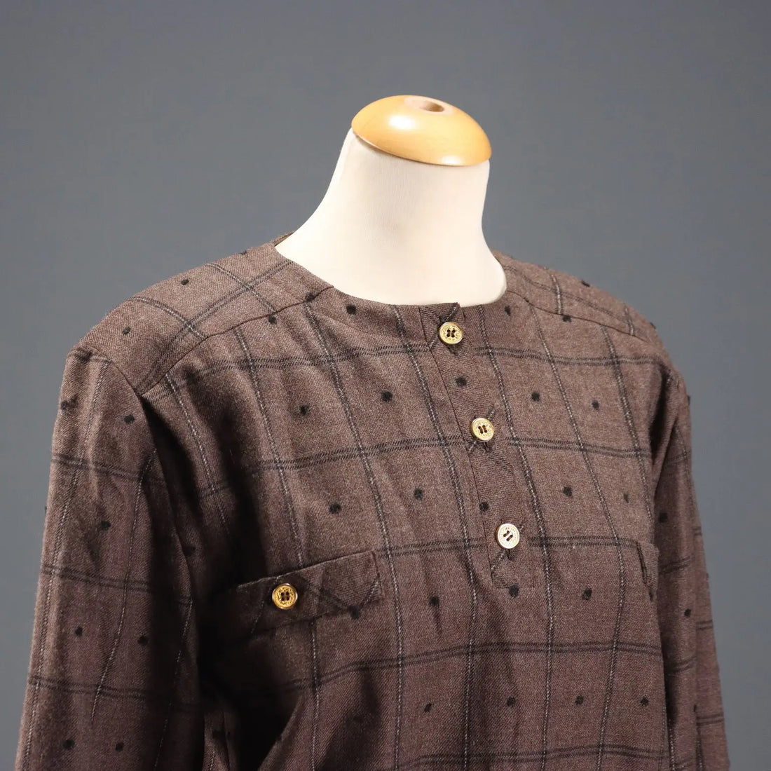 Capucine Blouse Vintage Wool with Print UK Size 14 Italy 1970s-1980s - UK Size 14 | Clothing & House Linens | Vintage