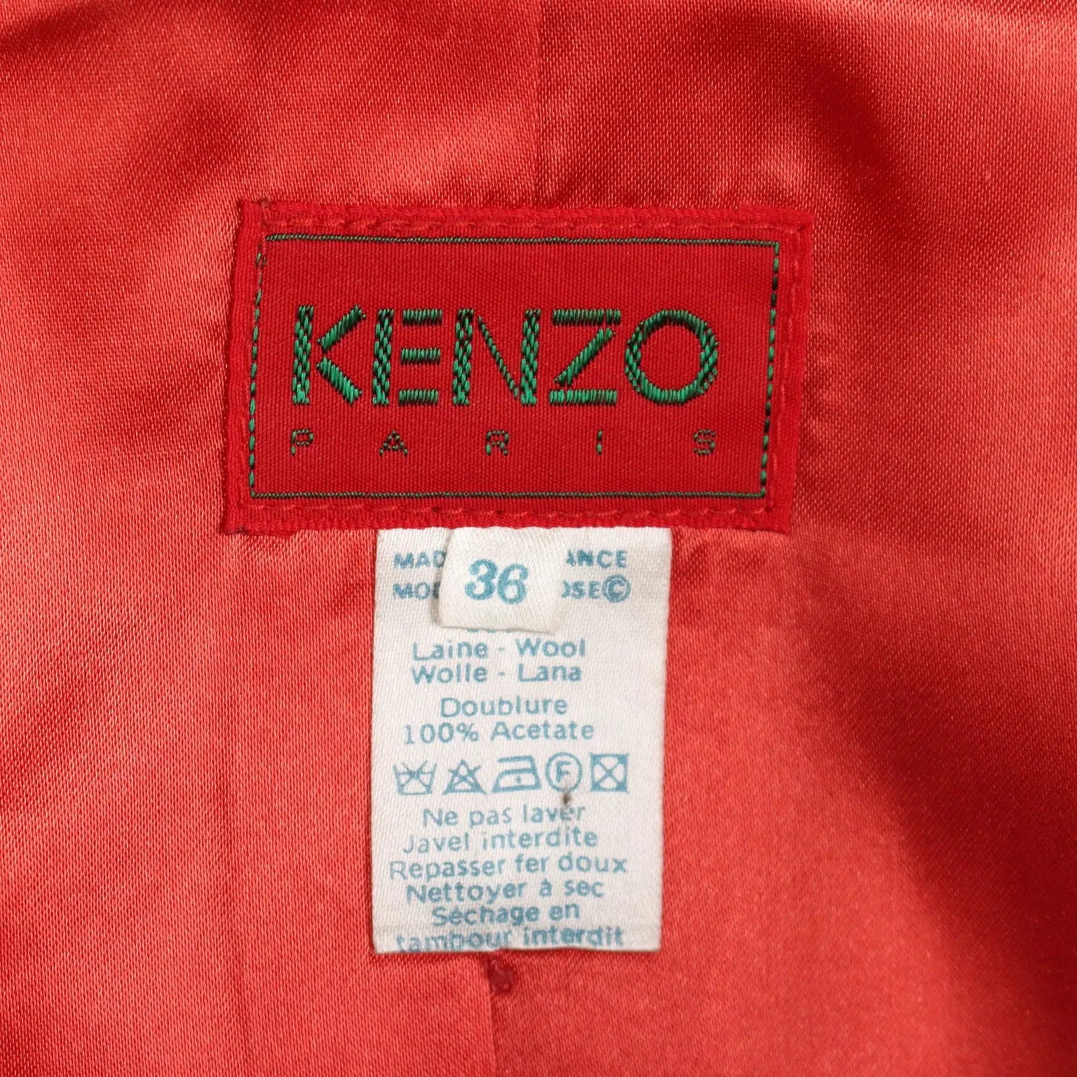 Vintage Kenzo Suit Pure Red Wool UK Size 10/12 France 1990s - UK Size 10/12 | Clothing & House Linens | Vintage