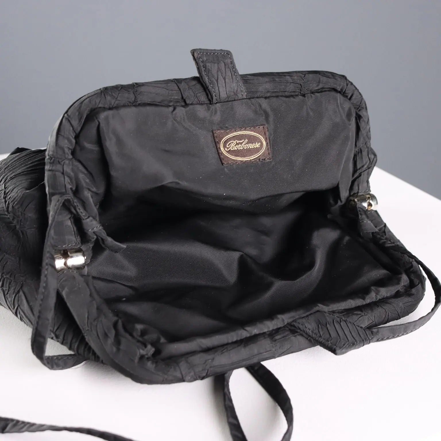 Borbonese Vintage Clutch Bag Black Silk Italy 1980s-1990s | Clothing & House Linens | Vintage