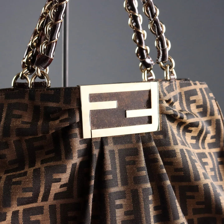 Vintage Fendi Mia Bag Canvas Leather Metal Italy 1990s | Clothing & House Linens | Vintage