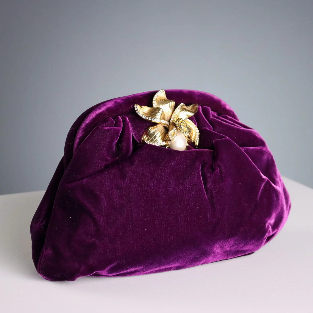 Vintage Marconi Handbag Velvet with Jewel Brooch Italy 1970s | Clothing & House Linens | Vintage
