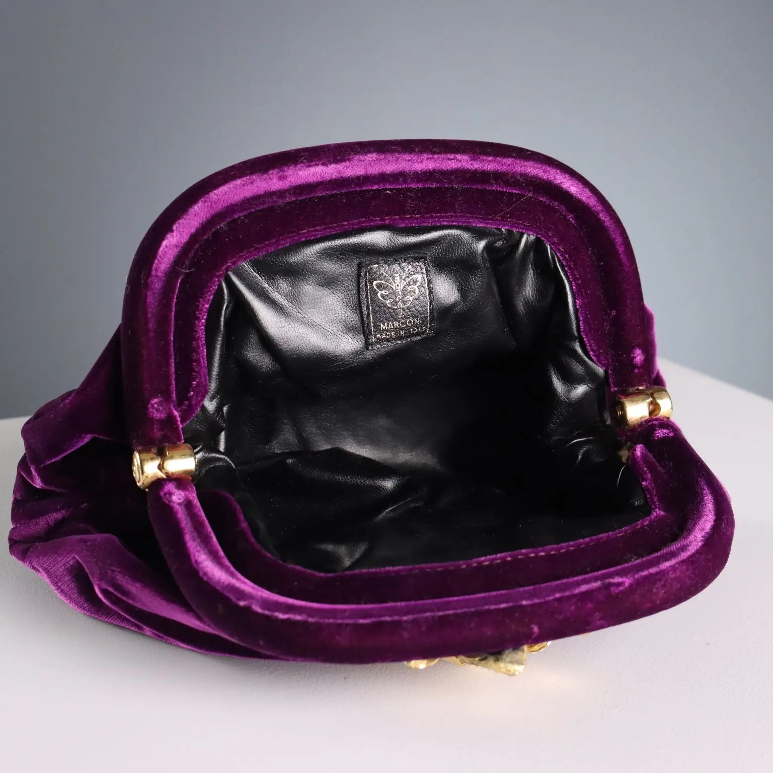 Vintage Marconi Handbag Velvet with Jewel Brooch Italy 1970s | Clothing & House Linens | Vintage