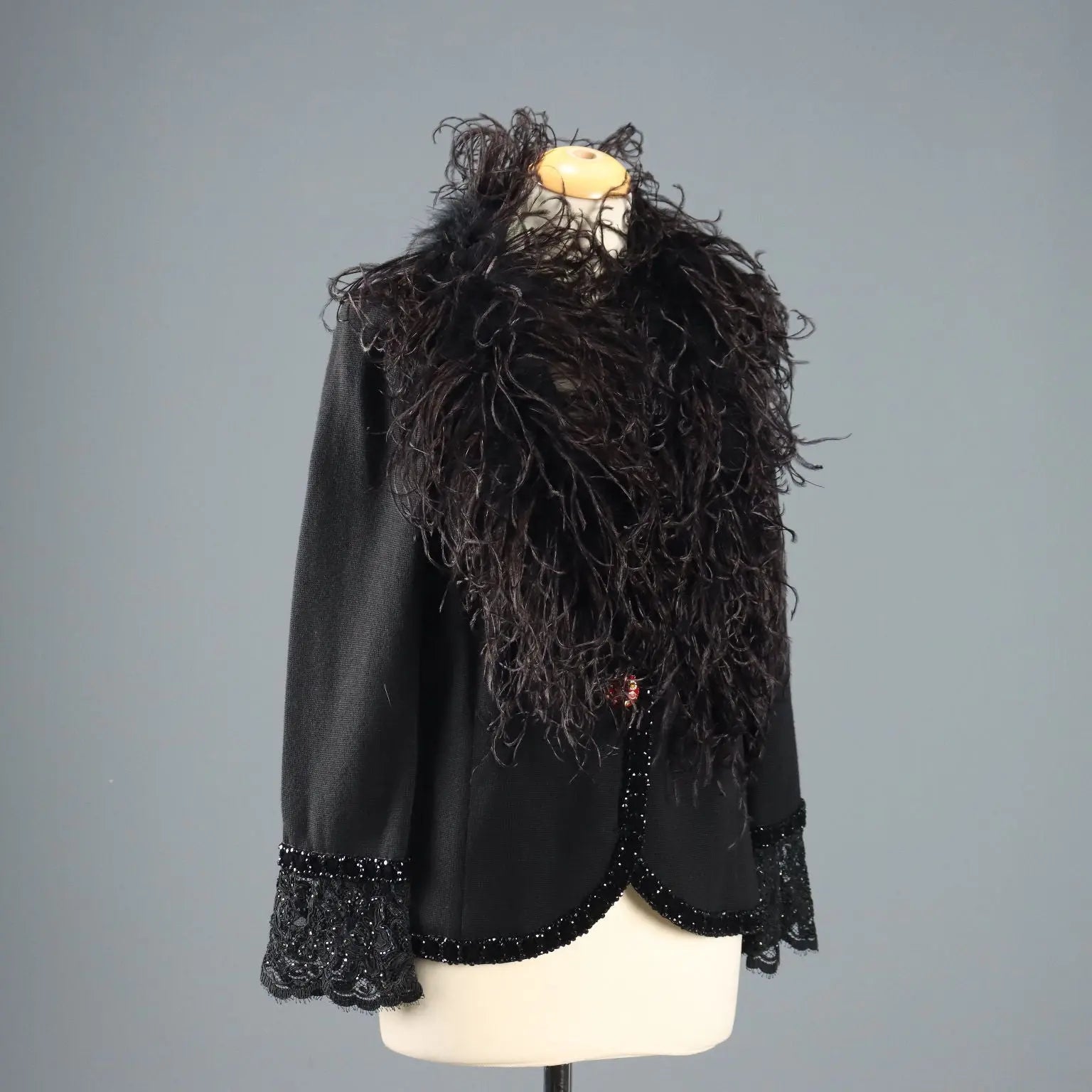 Vintage Knit Jacket Ostrich Feather UK Size 14 Italy 1980s-1990s - UK Size 14 | Clothing & House Linens | Vintage
