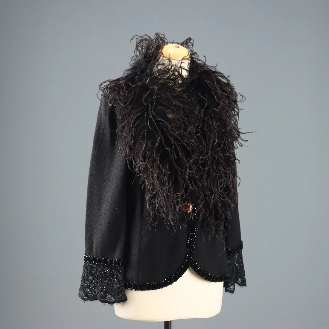 Vintage Knit Jacket Ostrich Feather UK Size 14 Italy 1980s-1990s - UK Size 14 | Clothing & House Linens | Vintage