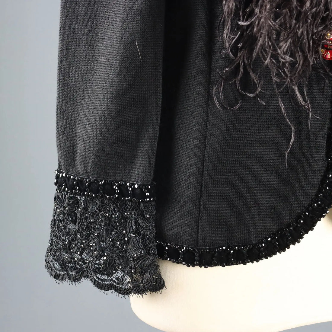 Vintage Knit Jacket Ostrich Feather UK Size 14 Italy 1980s-1990s - UK Size 14 | Clothing & House Linens | Vintage