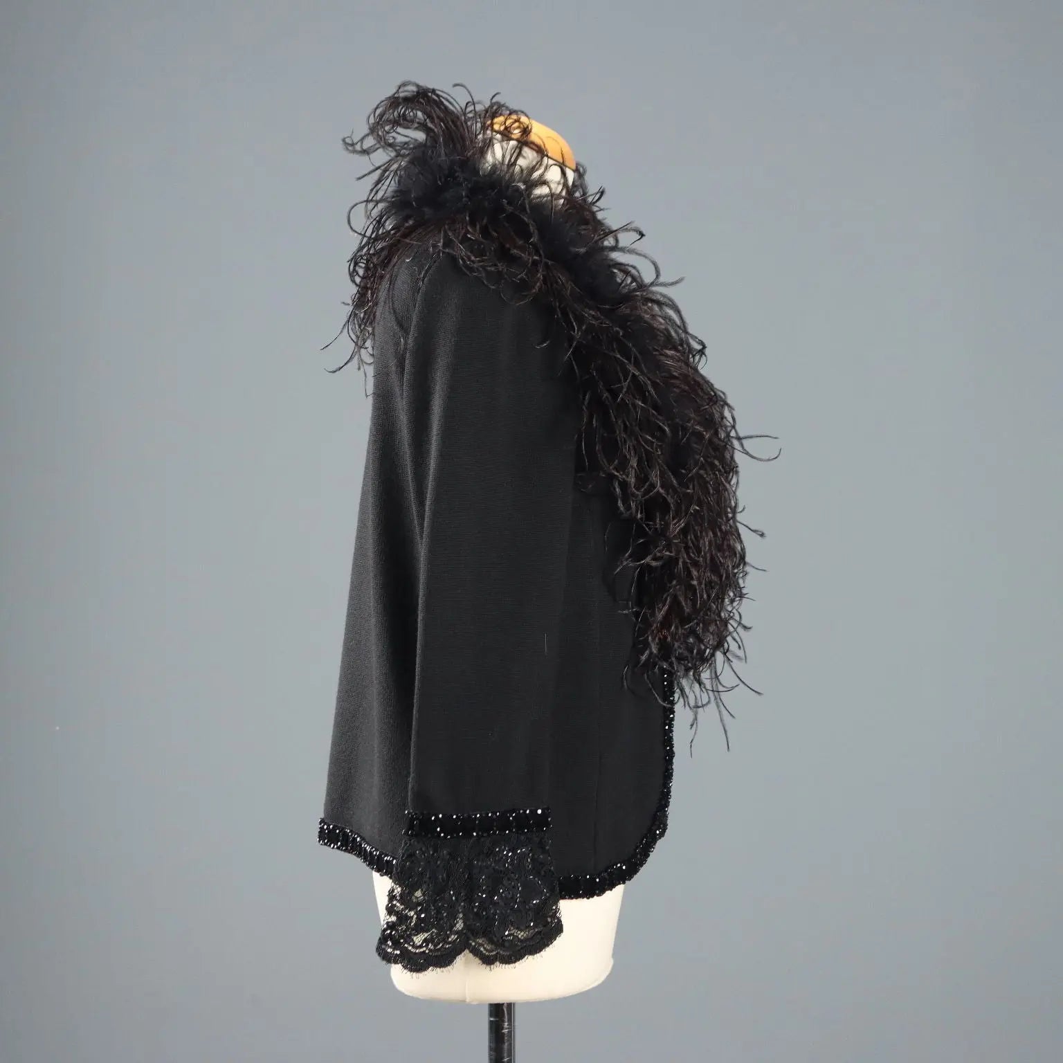 Vintage Knit Jacket Ostrich Feather UK Size 14 Italy 1980s-1990s - UK Size 14 | Clothing & House Linens | Vintage