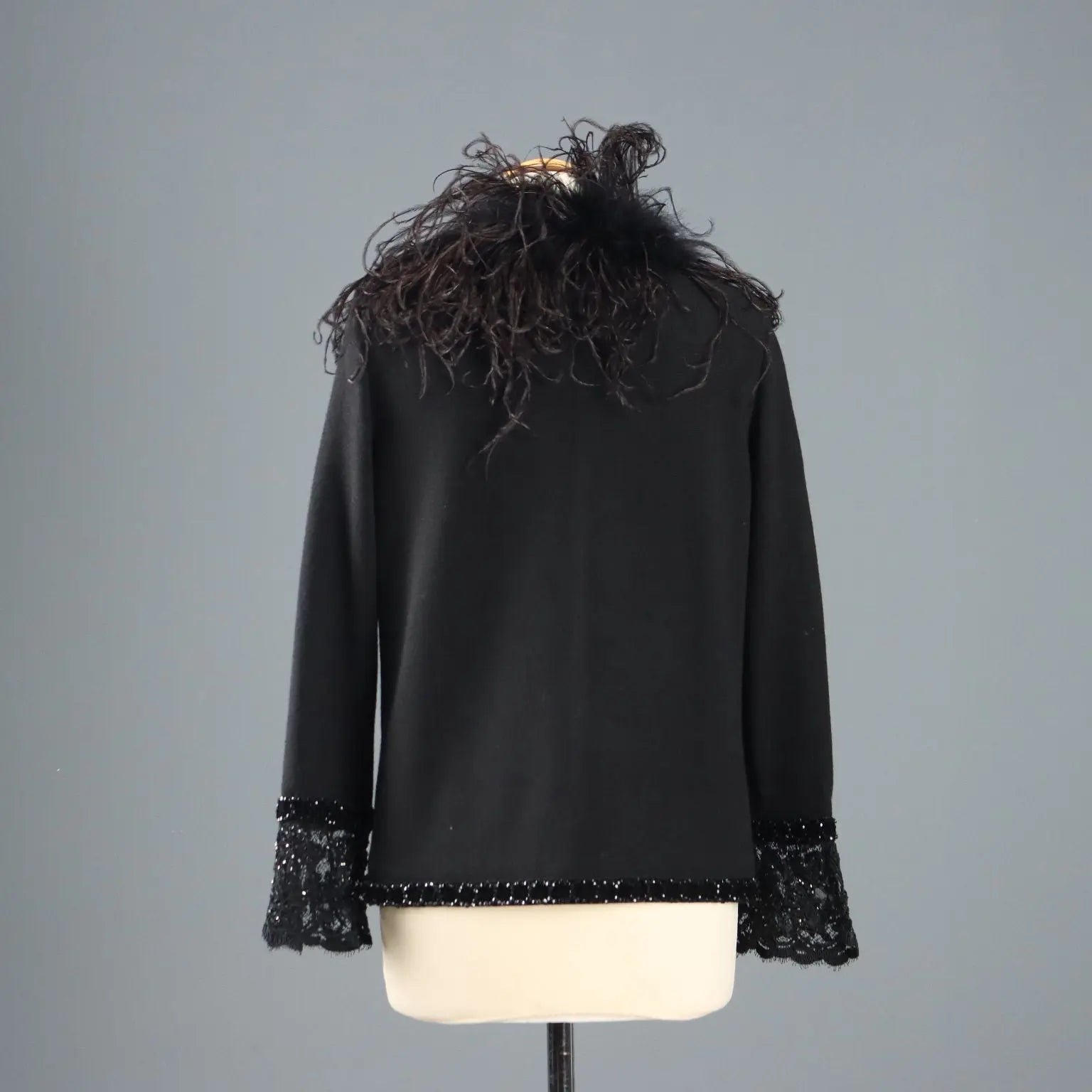 Vintage Knit Jacket Ostrich Feather UK Size 14 Italy 1980s-1990s - UK Size 14 | Clothing & House Linens | Vintage