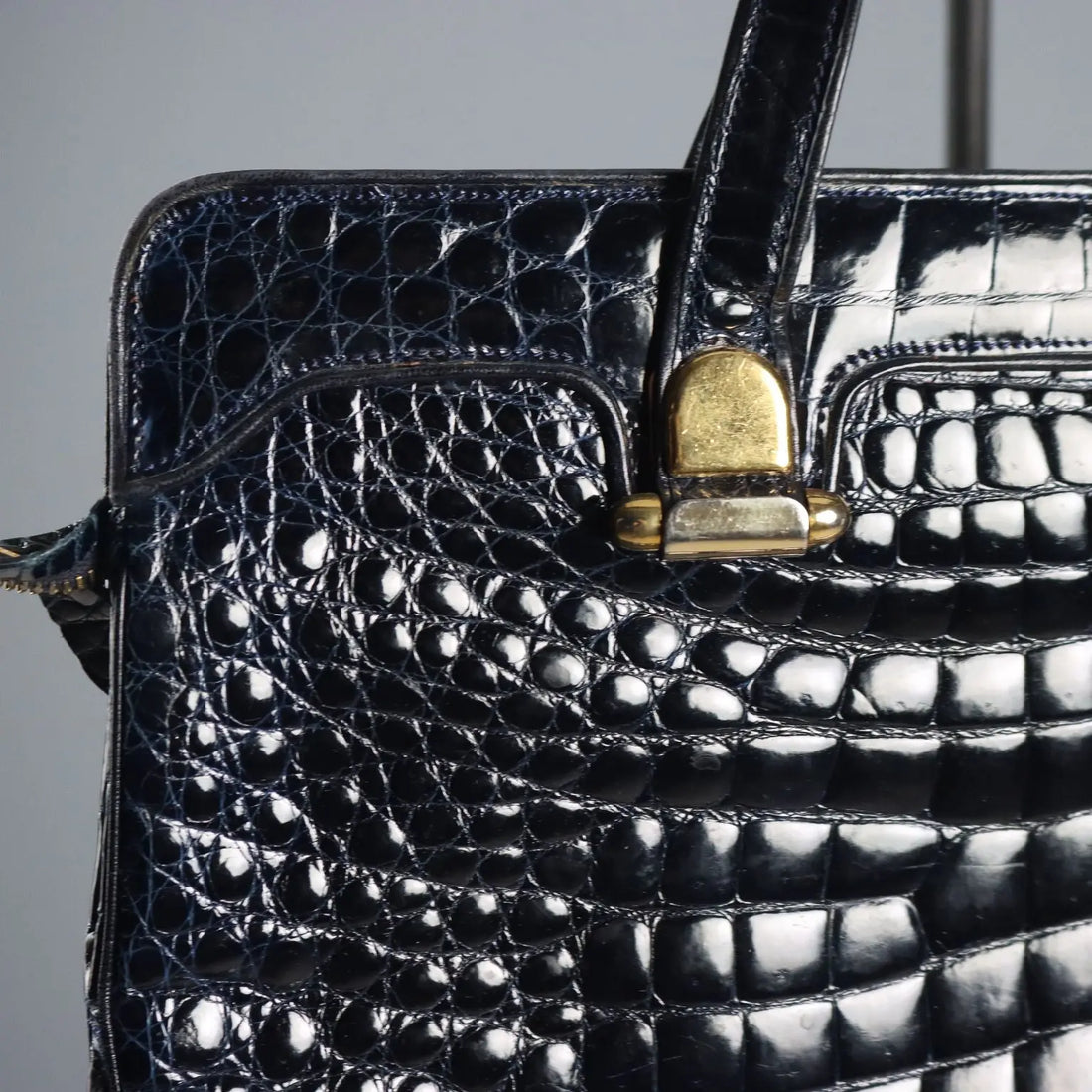 Sgargi Vintage Blue Leather Crocodile Pattern Italy 1970s | Clothing & House Linens | Vintage