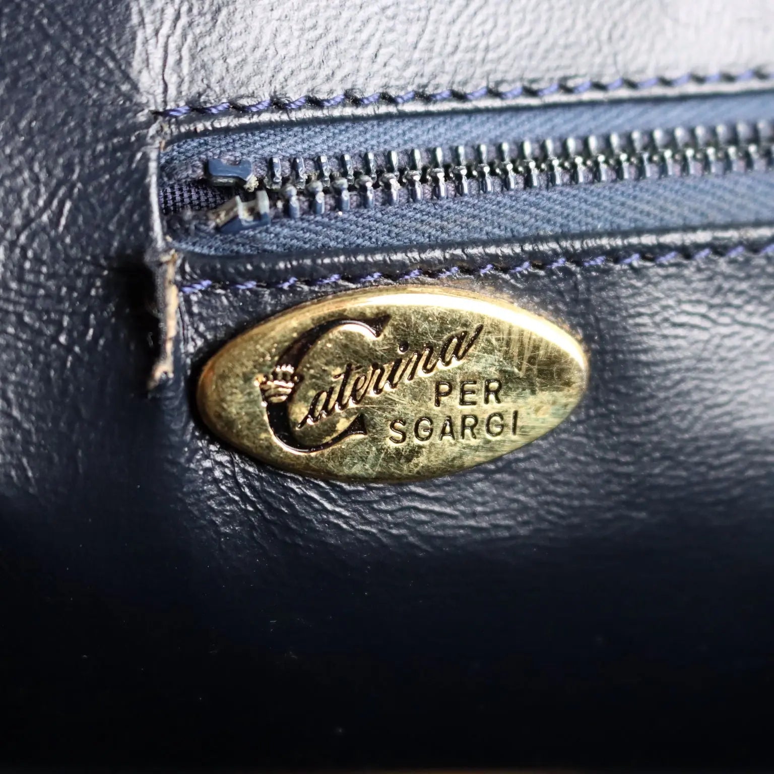 Sgargi Vintage Blue Leather Crocodile Pattern Italy 1970s | Clothing & House Linens | Vintage