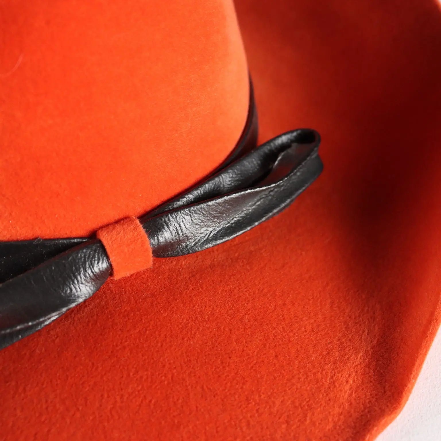 Borsalino Vintage Orange Hat Felt Leather Italy 1980s | Clothing & House Linens | Vintage