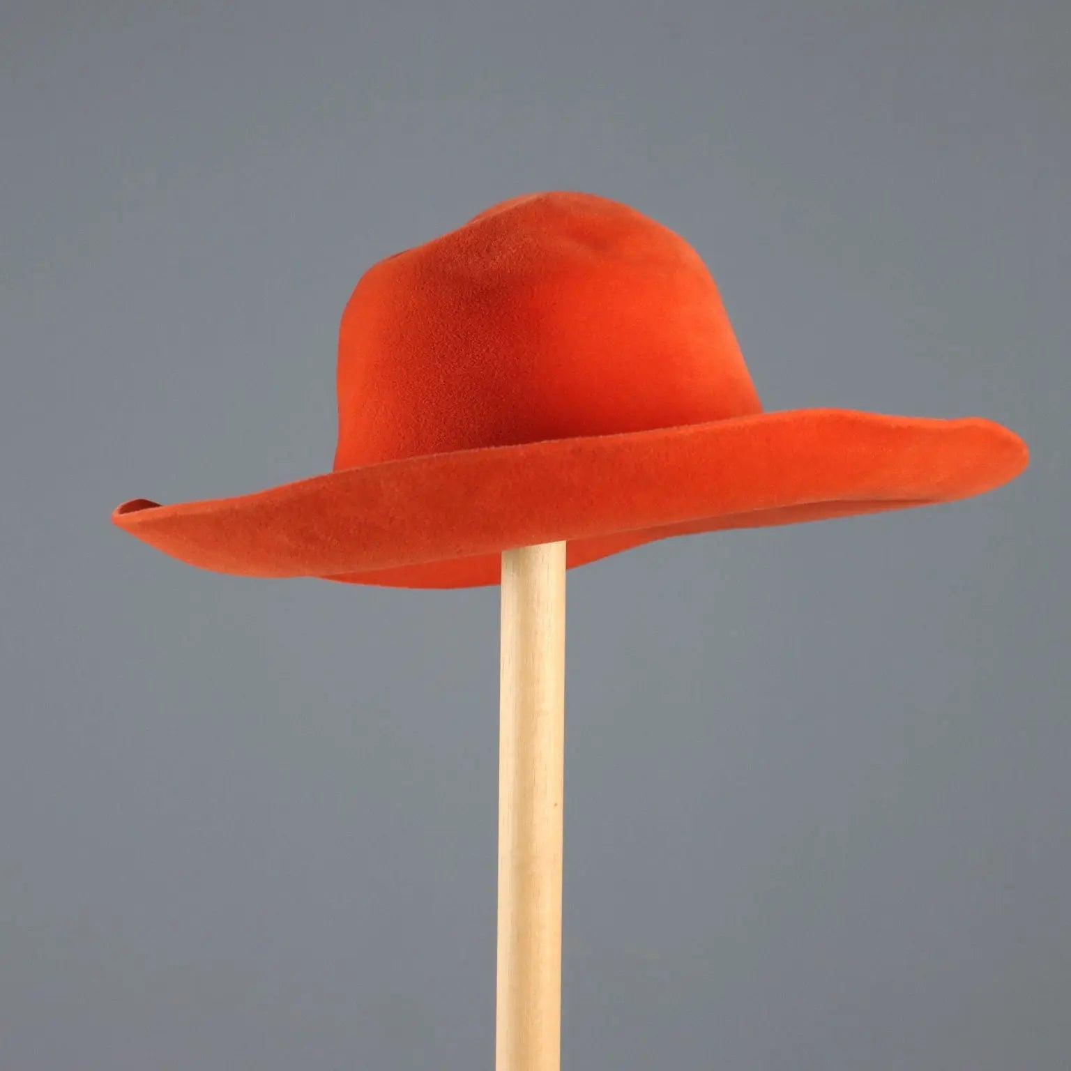 Borsalino Vintage Orange Hat Felt Leather Italy 1980s | Clothing & House Linens | Vintage